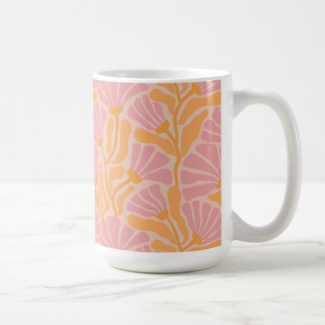 Caneca De Café Padrão Floral Moderno do meio século (Direita)