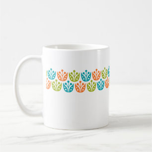 Caneca De Café Padrão Floral Moderno do Meio século Retroativo