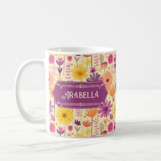 Caneca De Café Padrão Floral Moderno em Cascata Arabella