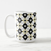 Padrão Floral Monocromático Com Detalhe Amarelo Su