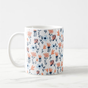 Caneca De Café Padrão floral natural sem costura, flores abstrat
