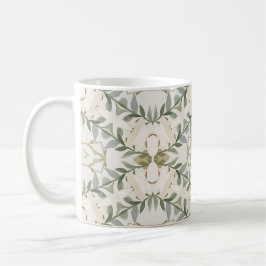 Caneca De Café Padrão Floral Neutro Elegante