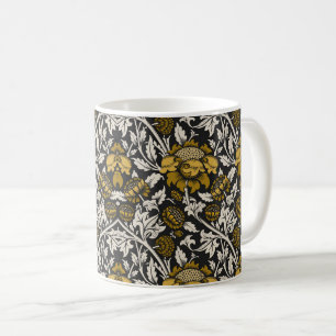 Caneca De Café Padrão floral ornamentado com grandes flores doura