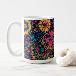 Caneca De Café Padrão Floral Paisley