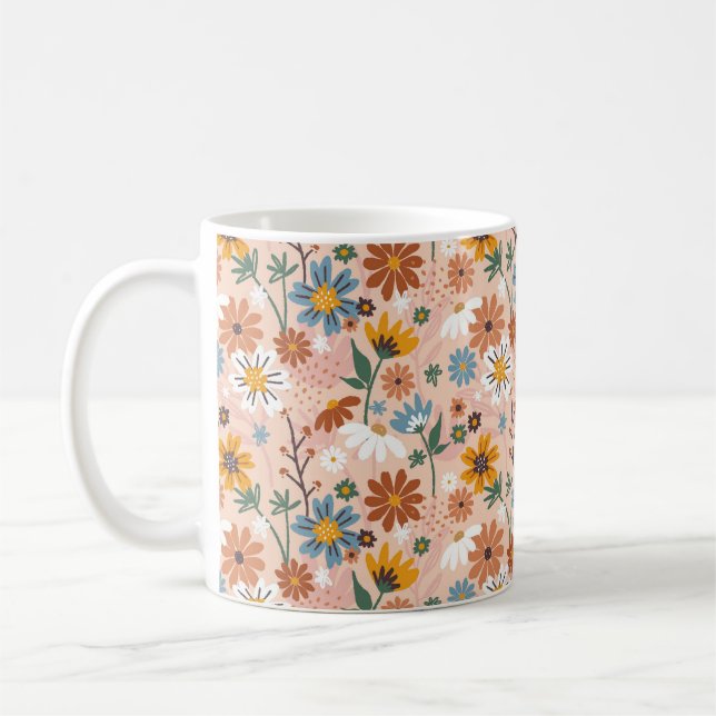 Caneca De Café Padrão Floral Pintado À Mão- 23136 (Esquerda)
