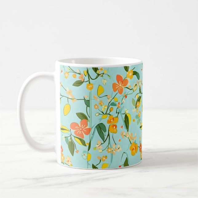 Caneca De Café Padrão Floral primavera (Esquerda)