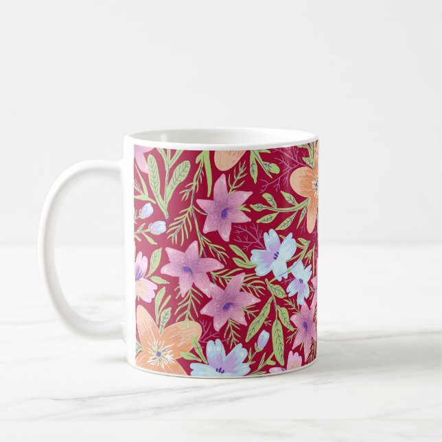 Caneca De Café Padrão Floral primavera (Esquerda)