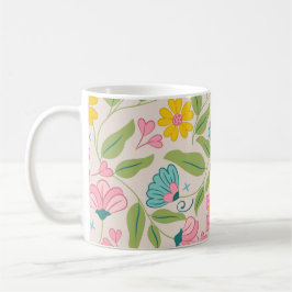 Caneca De Café Padrão Floral primavera a rosa