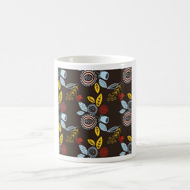 Caneca De Café Padrão Floral Retroativo (Criador carregado)