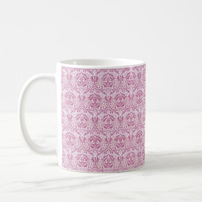 Caneca De Café Padrão Floral Rosa Elegante (Esquerda)