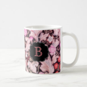 Caneca De Café Padrão Floral Rosa-Leicester com Monograma