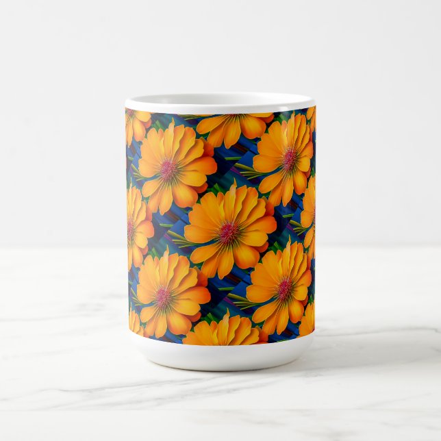 Caneca De Café Padrão Floral Rosa Salmão (Centro)