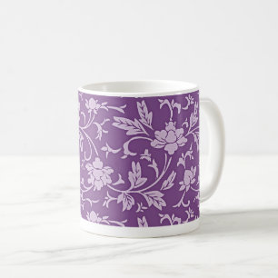 Caneca De Café Padrão floral roxo e lavanda