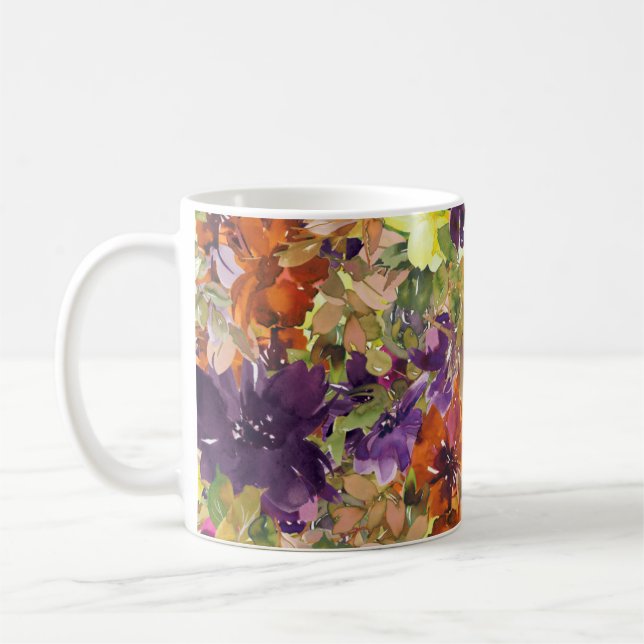 Caneca De Café Padrão Floral Rustic Autumn Fall (Esquerda)