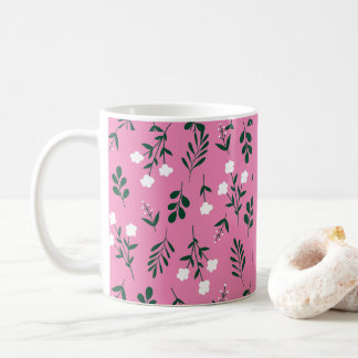 Caneca De Café Padrão Floral Rústico Elegante
