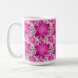Caneca De Café Padrão Floral Seamless Rosa Quente