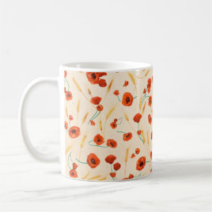Caneca De Café Padrão floral selvagem num fundo claro