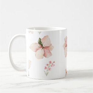 Caneca De Café Padrão Floral Sem Costura com Aquarela Suave