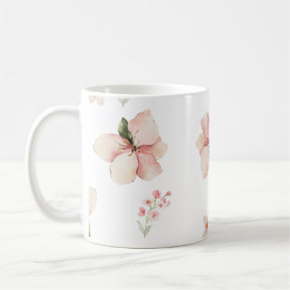 Caneca De Café Padrão Floral Sem Costura com Aquarela Suave