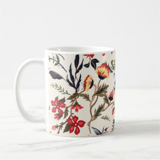 Caneca De Café Padrão floral sem costura com aves