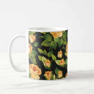 Caneca De Café Padrão floral sem costura com belos rosas