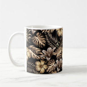 Caneca De Café Padrão floral sem costura com folhas. dorso tropi