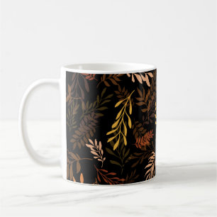 Caneca De Café Padrão floral sem costura com folhas. Peça sem cos