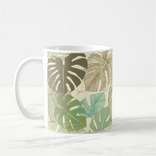 Caneca De Café Padrão floral sem costura da Monstera del Tropica
