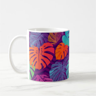 Caneca De Café Padrão floral sem costura da Monstera del Tropica