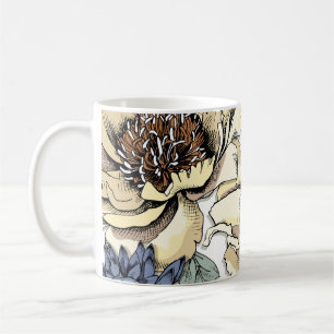 Caneca De Café Padrão floral sem costura. Hydrangea, Peony, wildf