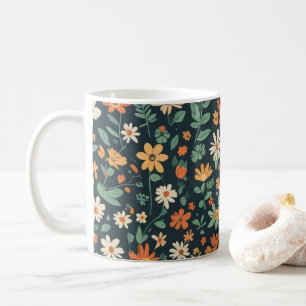 Caneca De Café Padrão floral simples