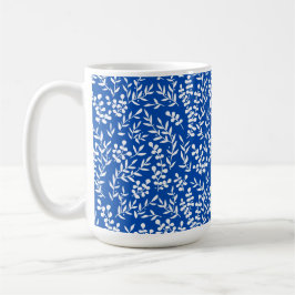 Caneca De Café Padrão floral simples do fazendeiro em azul