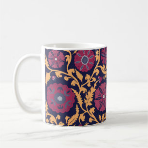 Caneca De Café Padrão floral ventiço. orna nacional usbeque suz
