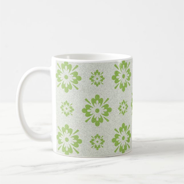 Caneca De Café Padrão floral verde (Esquerda)