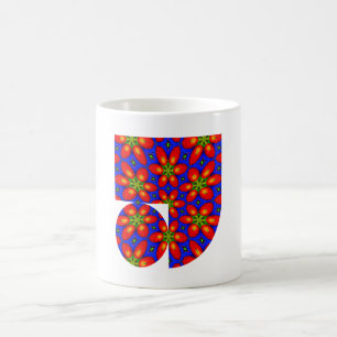 Caneca De Café Padrão Floral Vermelho Cinto