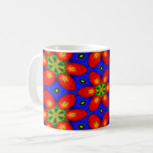 Caneca De Café Padrão Floral Vermelho Cinto