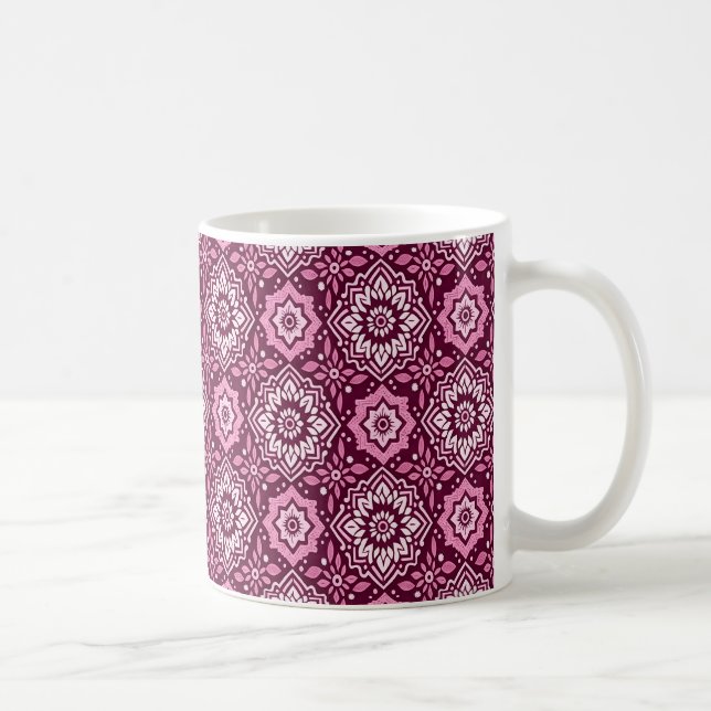 Caneca De Café Padrão Floral Vibrant Boho Chic (Direita)