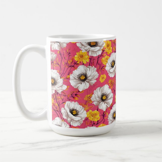Caneca De Café Padrão floral vibrante (Esquerda)