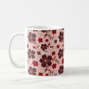 Caneca De Café Padrão Floral Vibrante com Flores Coloridas