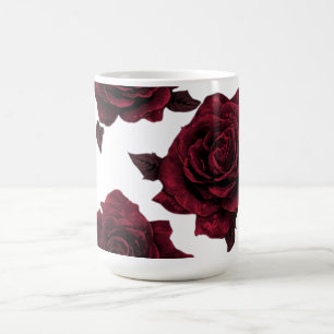 Caneca De Café Padrão Floral Vintage   Botânica Romântica da Rosa