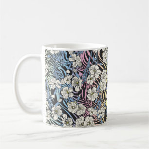 Caneca De Café Padrão floral Vintage sem costura. Campo de flores