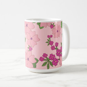 Caneca De Café Padrão floral, violeta pastel e roxo,