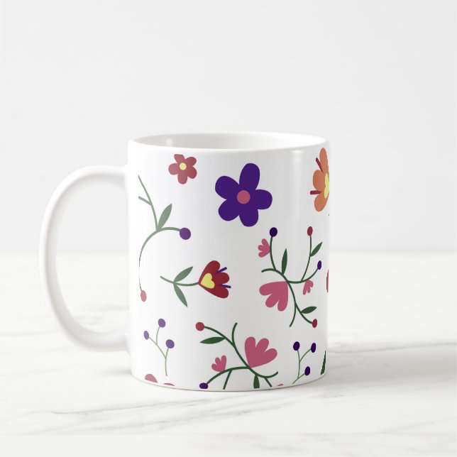 Caneca De Café padrão flores- (Esquerda)