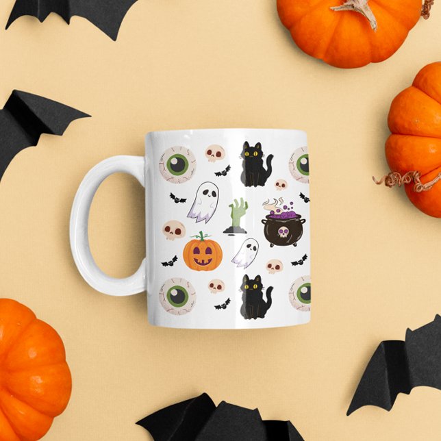 Caneca De Café Padrão fofo de tema de Halloween  (Criador carregado)