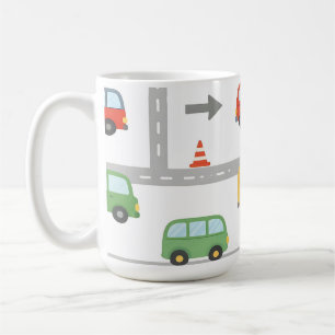 Caneca De Café Padrão Fofo de Veículos de Tráfego para Crianças