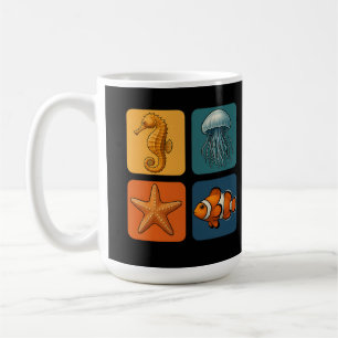 Caneca De Café Padrão Fofo de Vida Marinha - Cavalo-Marinho, Água