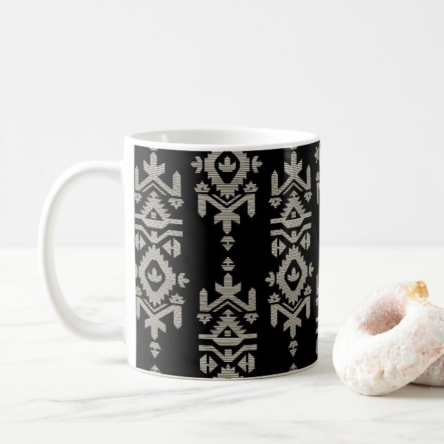 Caneca De Café Padrão Folclórico de Impressão Jamdani (Com Donut)