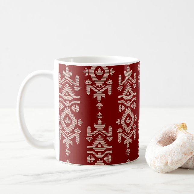 Caneca De Café Padrão Folclórico de Impressão Jamdani (Com Donut)