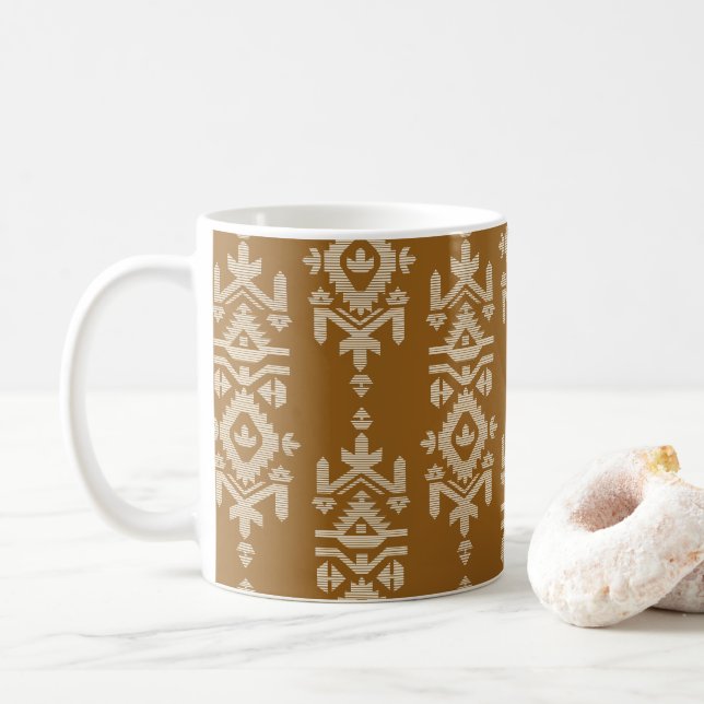 Caneca De Café Padrão Folclórico de Impressão Jamdani (Com Donut)