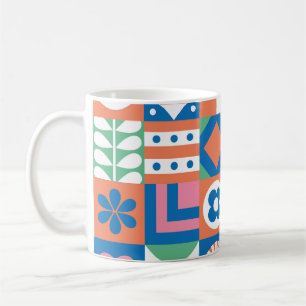 Caneca De Café Padrão Folclórico Escandinavo abstrato